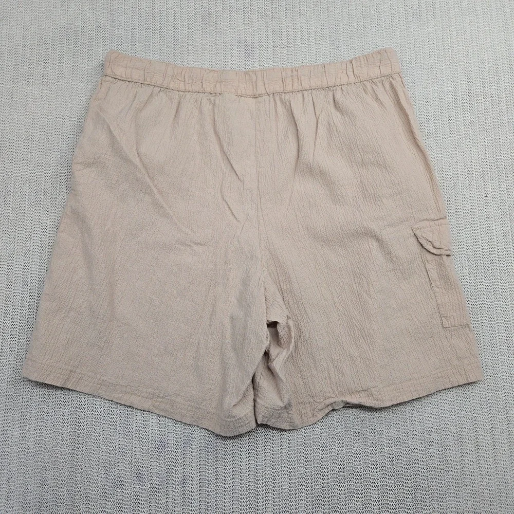 White Stag Shorts Womens 1X 16W Stretch Waist‎ Beige Pull On Pucker Cargo Plus
